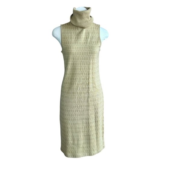 DKNY Camel Tan Sleeveless Sweater Dress 100% Wool Size M/L Petite - Picture 1 of 10